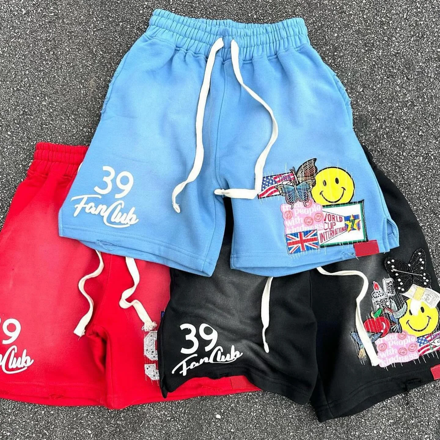 Custom Heavyweight Design Vintage Distress Acid Washed Applique Men's Shorts 100% Cotton Streetwear Casual Jogging Men Shorts gallery 2