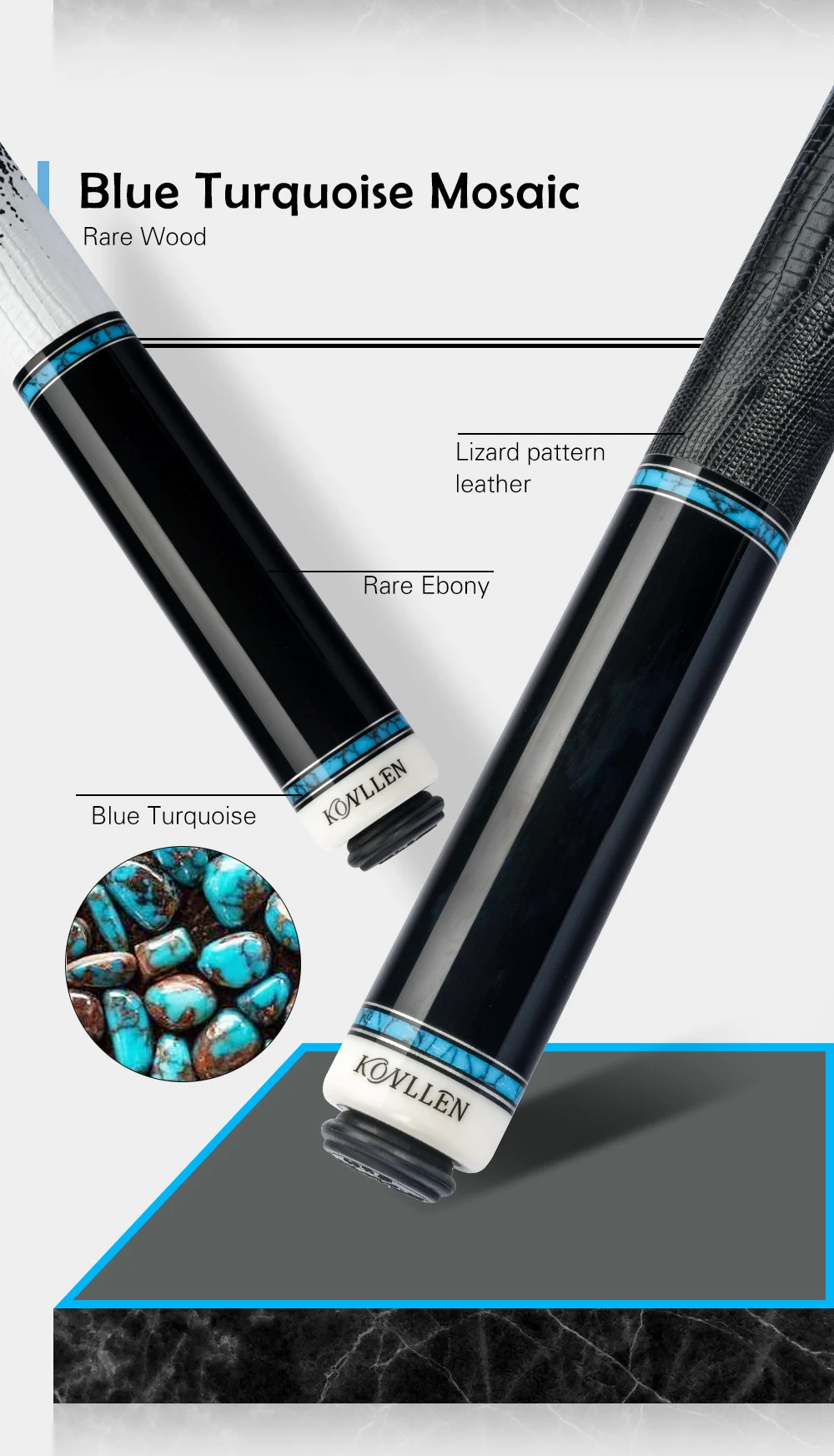 KONLLEN Carbon Fiber Pool Cue - Real Inlay & Leather Grip