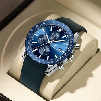 Poedagar 988 Men's Sport Chronograph Watch Luxury Brand Waterproof Luminous Watch Men Wrist Business Quartz Boys Silicone Watch