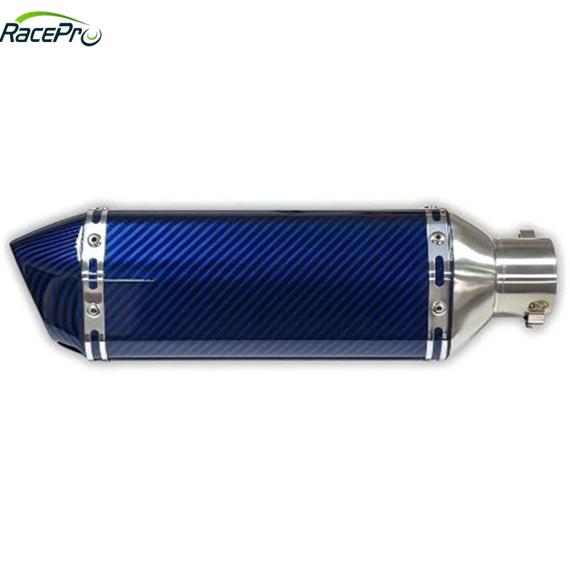 RACEPRO RP0520-1056 51mm Motorcycle Exhaust Double Hole Muffler Stainless Steel Universal for Harley BMW Yamaha Honda