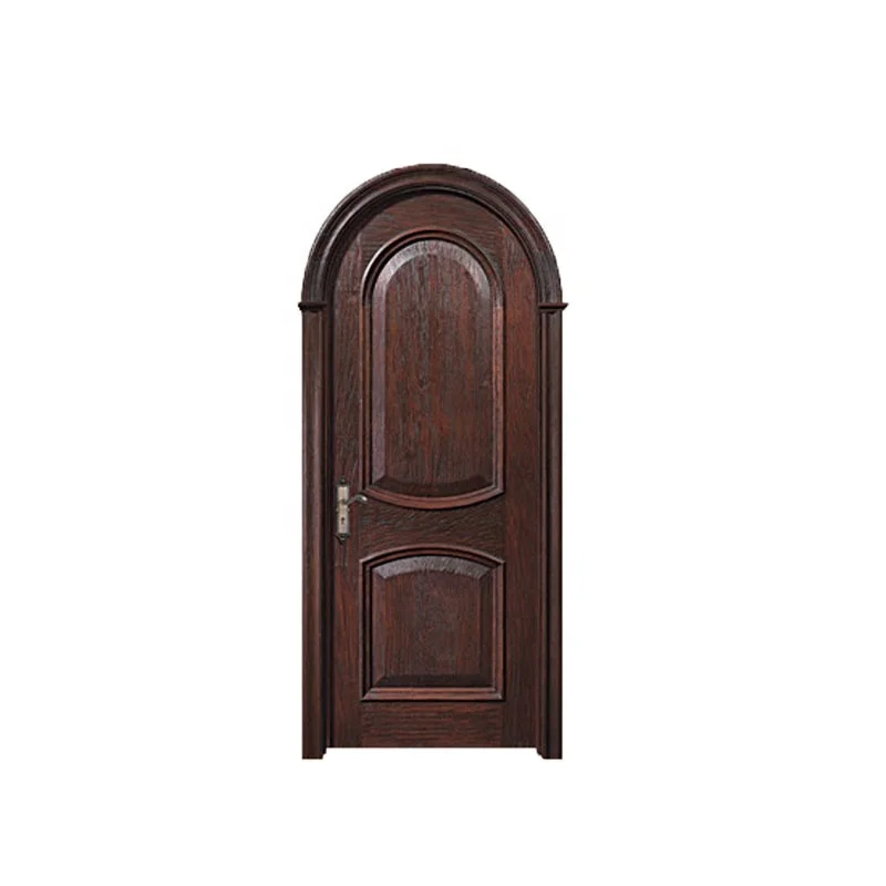 Foshan Manufacture Round Top Entry Solid Wooden Arch Wood Door
