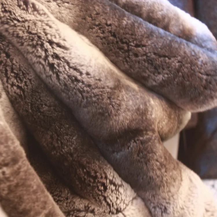 Luxury Super Soft Fluffy Throw for Sofa Bed Fuzzy Plush Shaggy Fall Throw Real Rex Fur Winter Blanket For Home Hotel