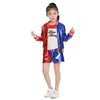 Red and blue T-shirt + Jacket + Shorts + gloves