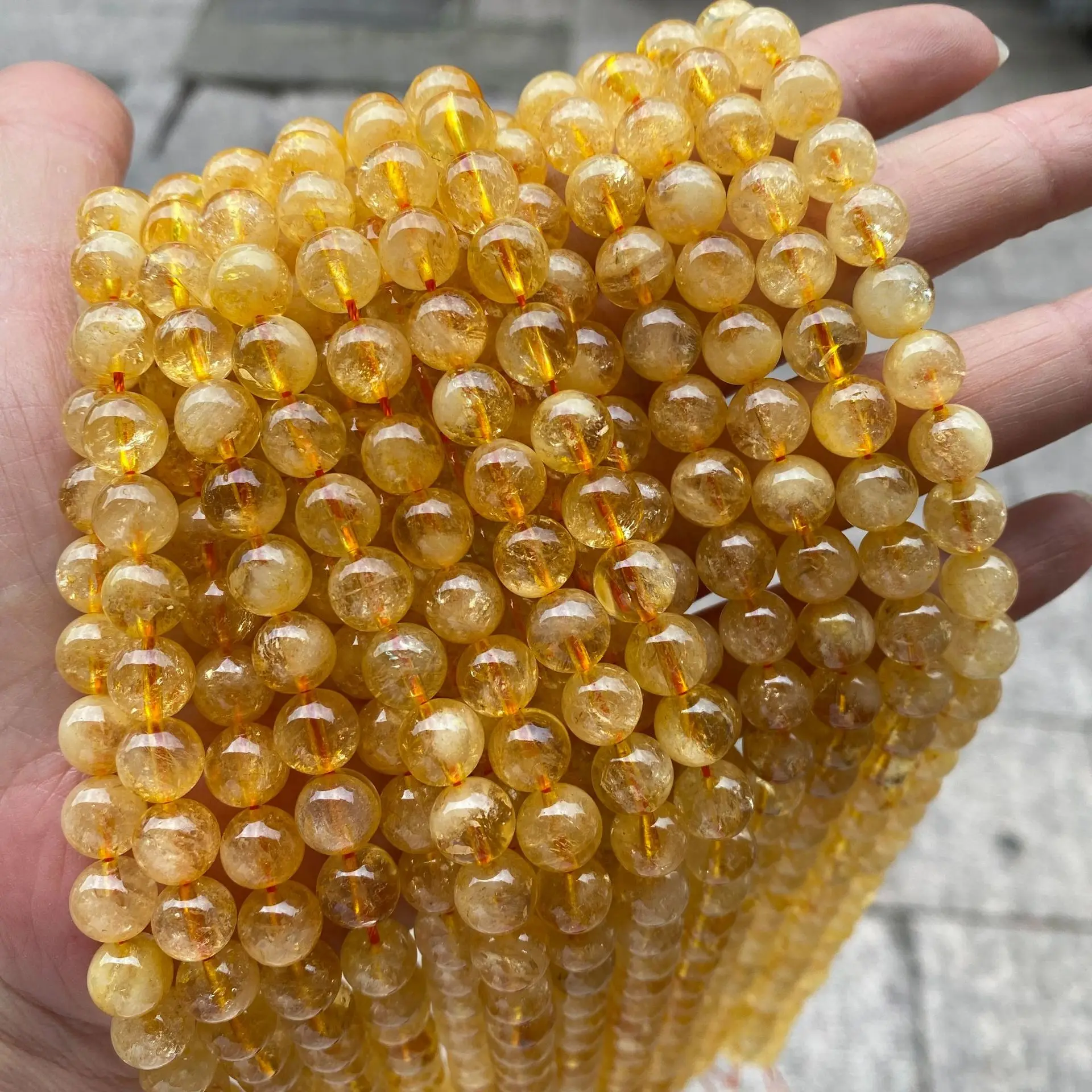 Natural Citrine Round Loose Gemstone Beads For Jewelry Making