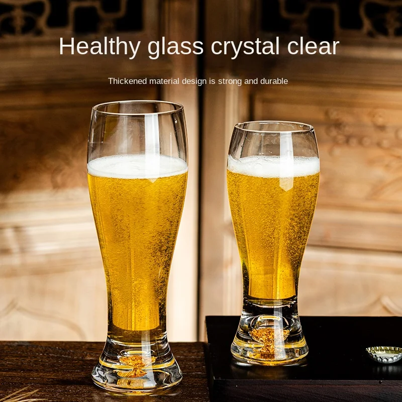 High-Grade Transparent Crystal Glass Beer Mug Home Hotel Luxury Gold Foil Cold Drink Mug Fine Brewed Beer Cup Gift