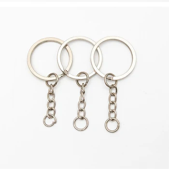 25mm 30mm silver metal flat split key ring 4 link chain with jump ring