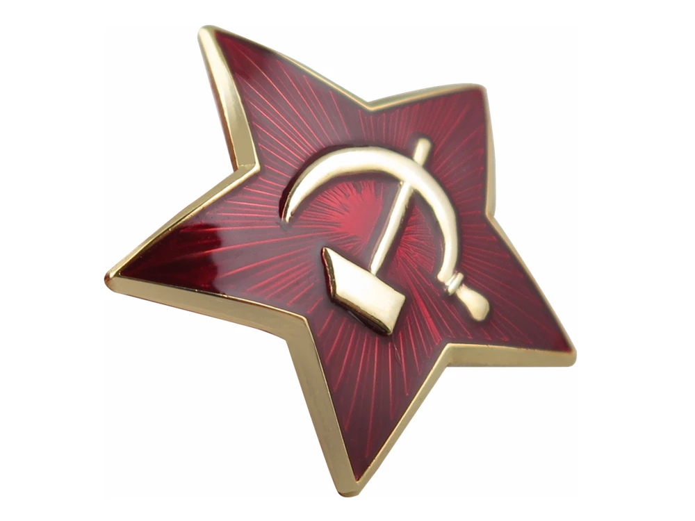 Factory Custom Hard Enamel Pin Custom Shield Shape Red Star Flag Emblem Russia Lapel Pin Badge
