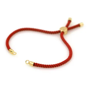 Adjustable silk thread semi finished Red Rope Cord Bracelet With Sliding Slider silk cord bracelet diy Jewelry Making Findings
