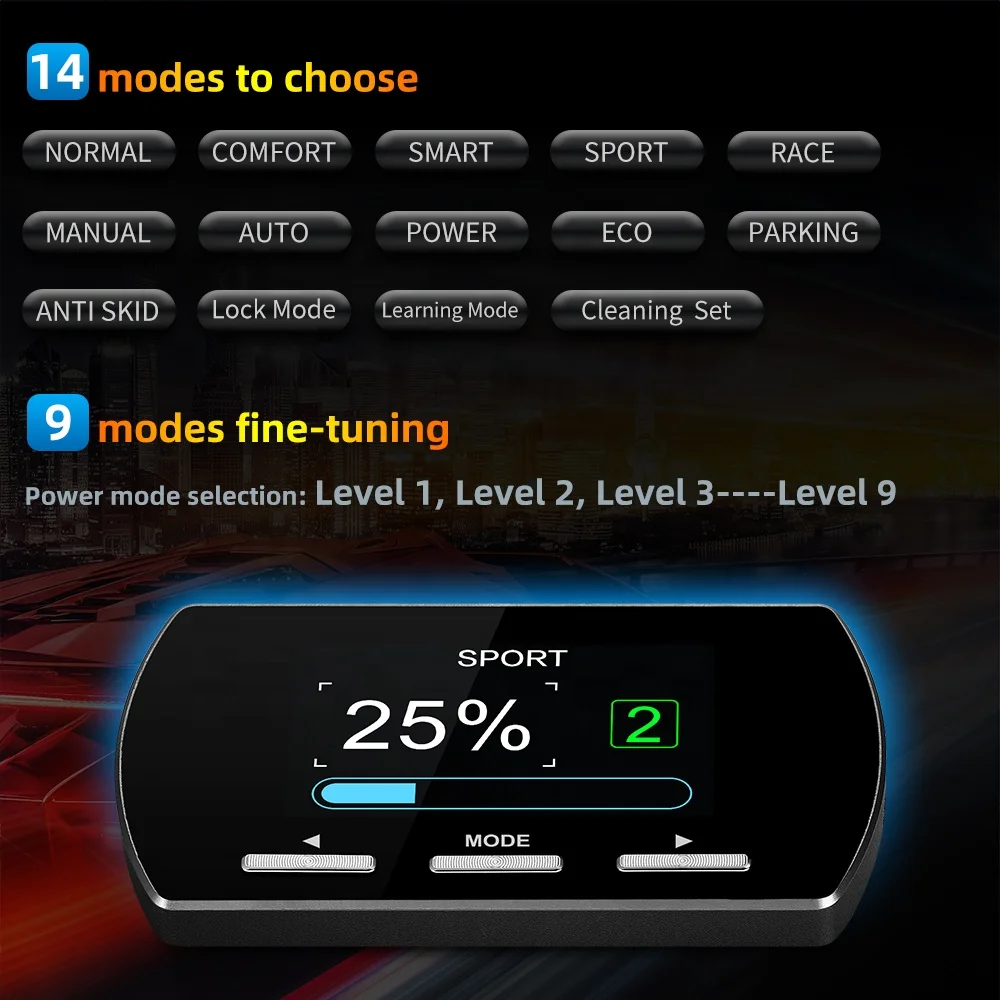 Throttle Controller F2 Speed up 9 Level 14 Modes Control Auto Throttle Device Accelerator Power Lock Function for Cars