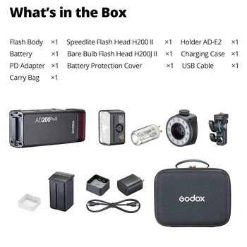 Godox AD200ProII AD200Pro II TTL 2.4G Wireless Camera Pocket Flash  1/8000 HSS 200 Full Power Video Photography Studio product image