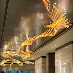 ECOJAS Luxury Glass Chandelier for Hotel Lobby Super Market Wedding Hotel New Design Large Pendent Light