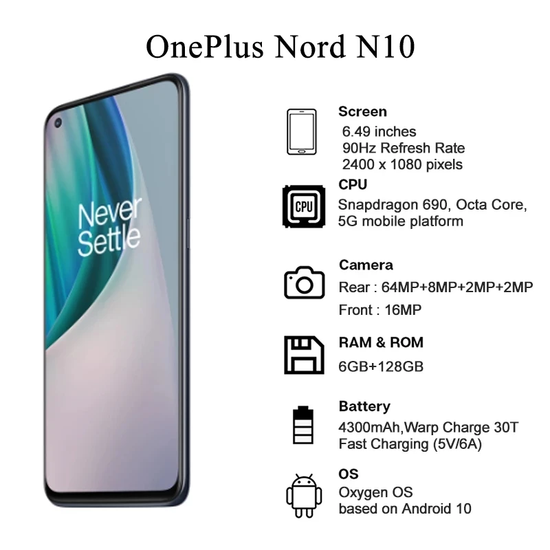 Oneplus Nord N10 5G Global Version with 6GB RAM 128GB Storage