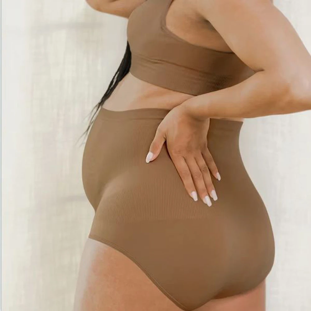 Wholesale All Day Comfort Soft Seamless Maternity Briefs Over Bump Mid Thigh High Waist