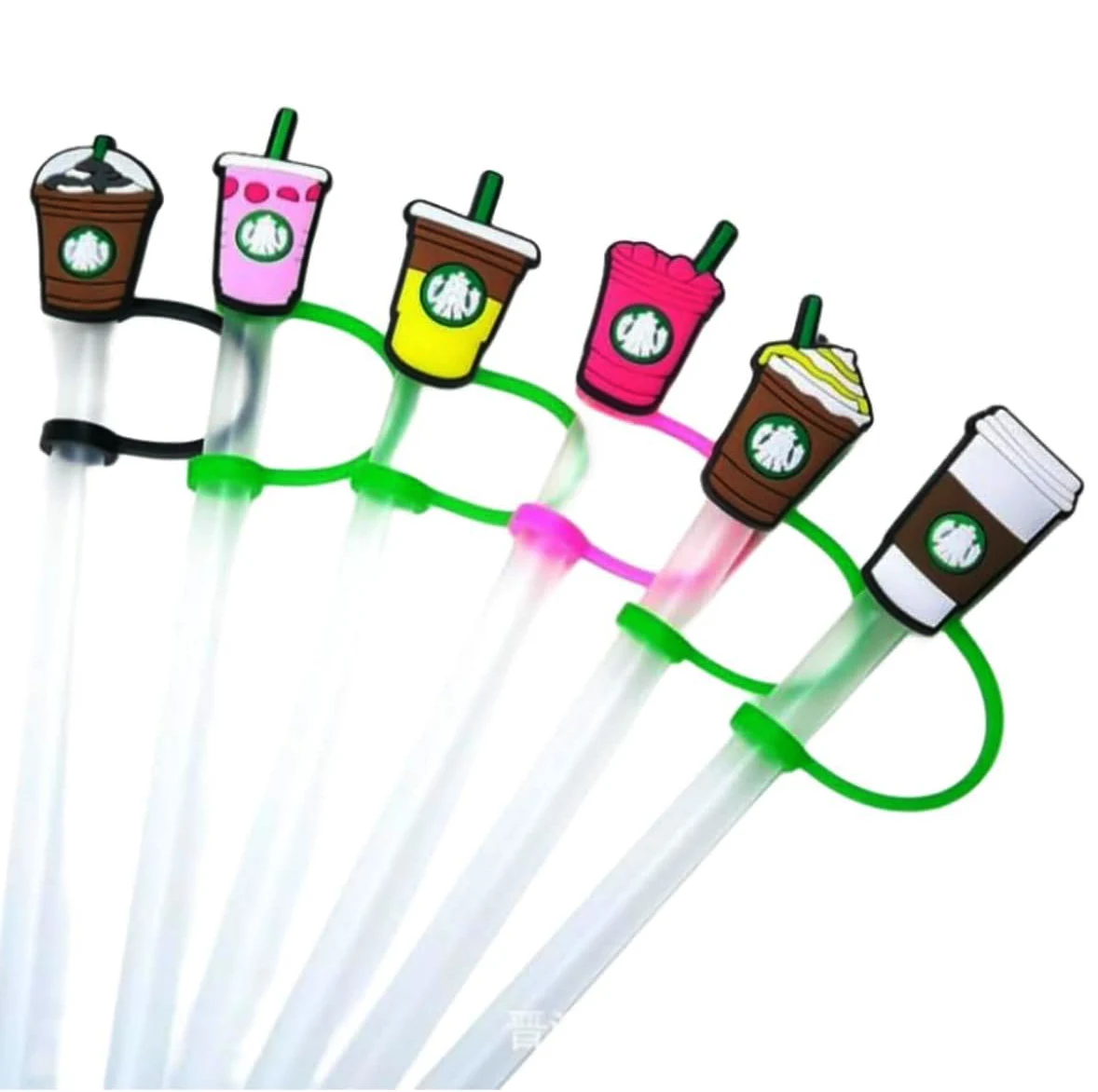 Silicone PVC Reusable Drinking Splash Proof Straw Covers Cap Lids Star Bucks Straw Topper for Tumbles Cups Accessories