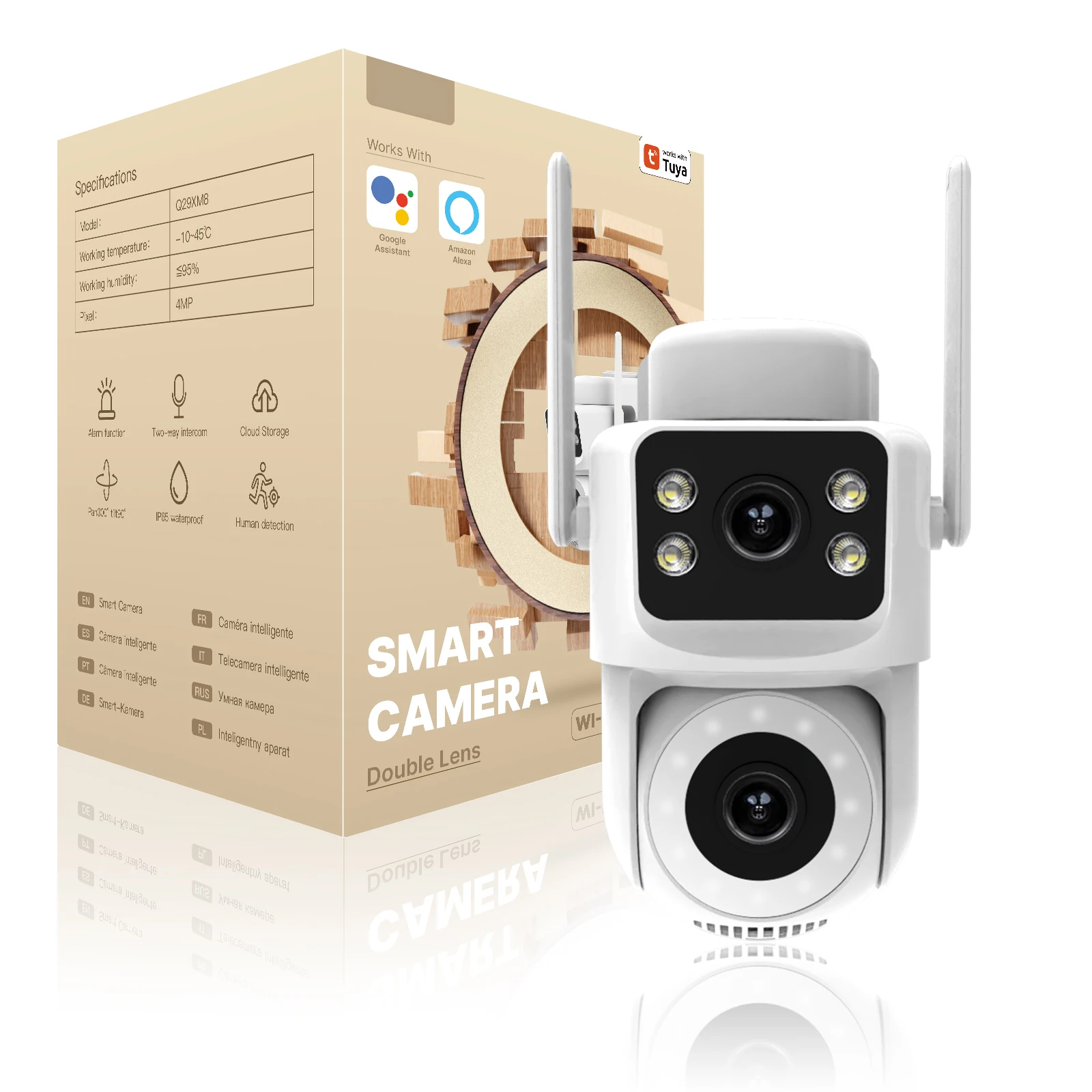 8MP Dual Screen 2.4G/5G IP65 Waterproof Motion Detection Auto Track Two-Way AudioTuya Smart WiFi Outdoor Security Camera