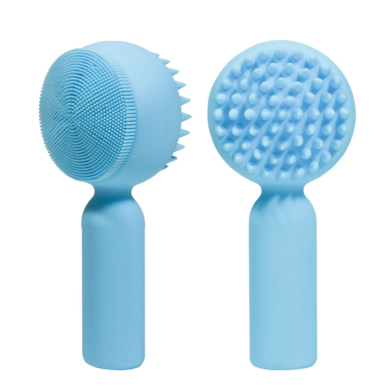 Portable Mini 2 In 1 Manual Double Sided Silicone Face Masking Brush Skincare Exfoliate Deep Facial Cleansing Brushes