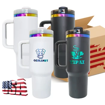 Usa Warehouse 40oz Holographic Rainbow Plated Tumbler Vacuum Insulated ...