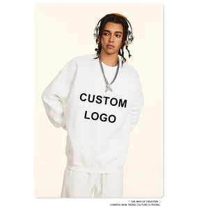 Custom logo Loose Base Style Hoodie Manufacturer Men's Solid Color Stylish Mock Neck Pullover Crewneck Sweatshirts
