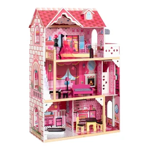 Multi-functional Wood LED Doll House 3 Play Levels Furniture Accessories for 27 cm Doll Villa Dollhouse Children's Room Bedroom