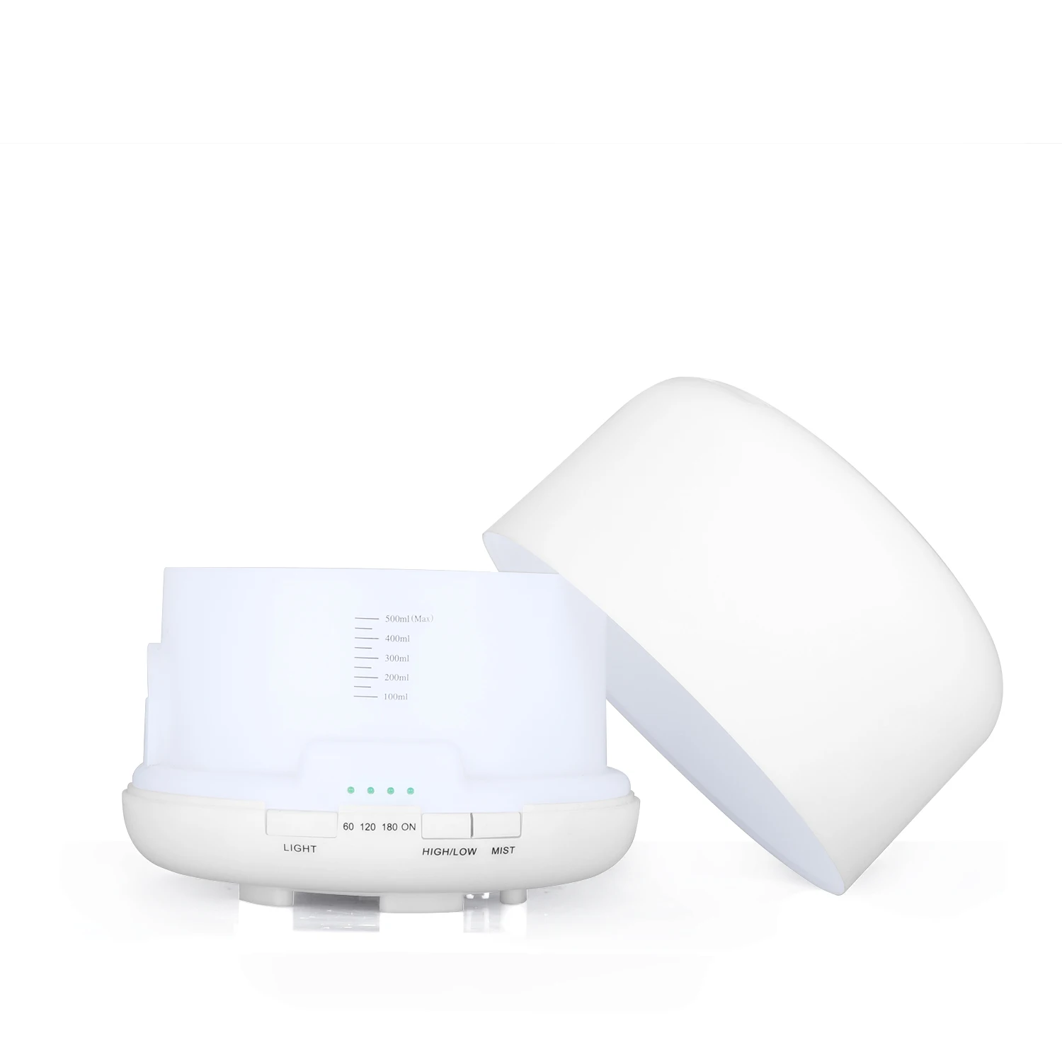 500ml White Ultrasonic Air Humidifier Aromatherapy Electric Essential Oil Diffuser With Adjustable High Low Mist Mode