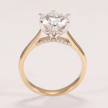 Factory customized diamond ring 18k mix yellow&white gold ring 8mm 2carat moissanite diamond wedding ring