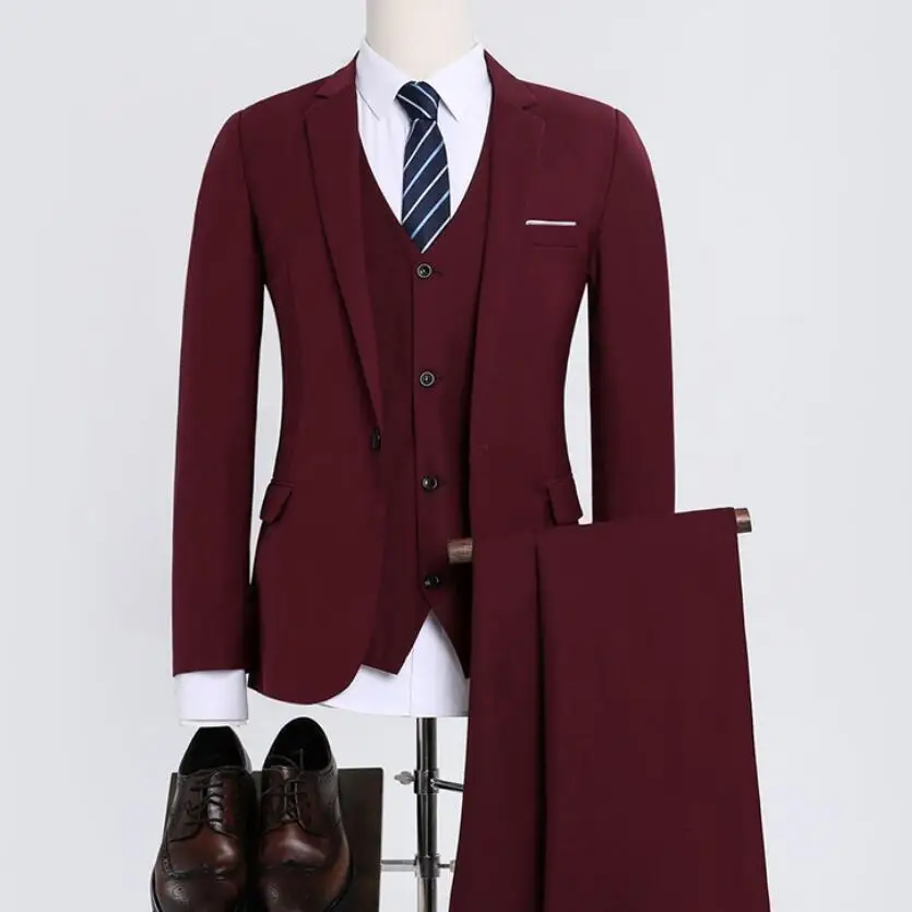 Professional Wedding Dress Suits Threepiece Slim Best Man Suit