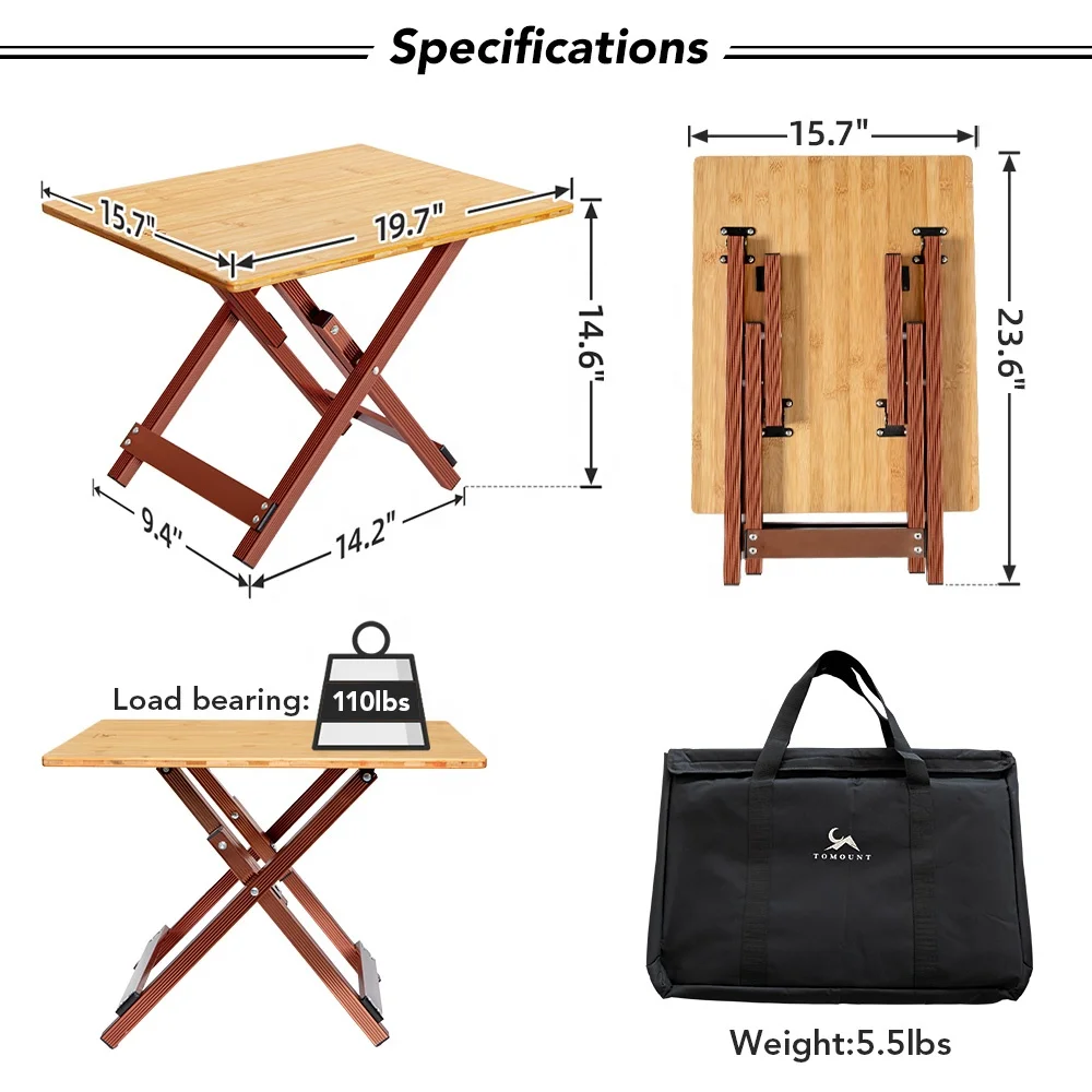 TOMOUNT портативные легкие складные столы из нержавеющей стали для использования на открытом воздухе кемпинга и пикника легко носить с собой натурального