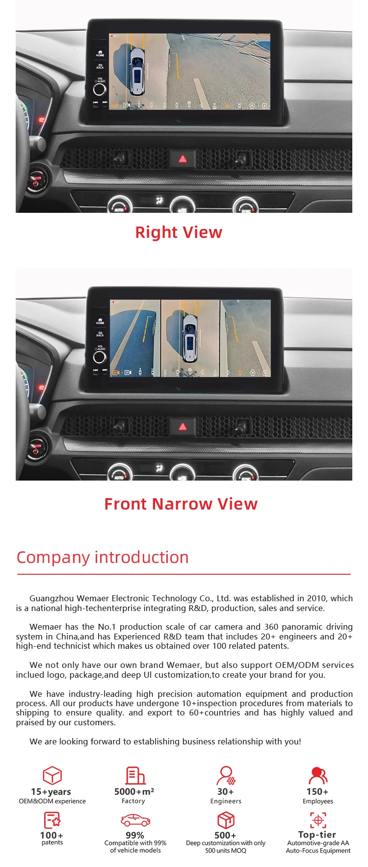 Wemaer 1080P 3D Panorama Camera 360 Degree Surround Bird View Security Monitoring Car Camera System for Honda CRV CR-V manufacture
