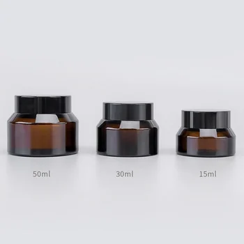 Cosmetic brown glass packaging 15g 30g 50g empty slanted amber glass jar Container for skincare eye body face cream lip scrub