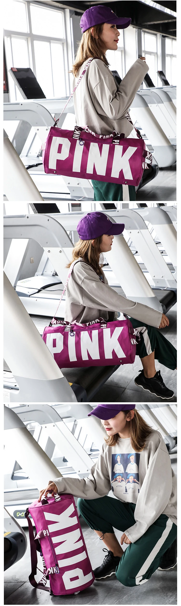 High Quality Pink Gym Bag Men Black