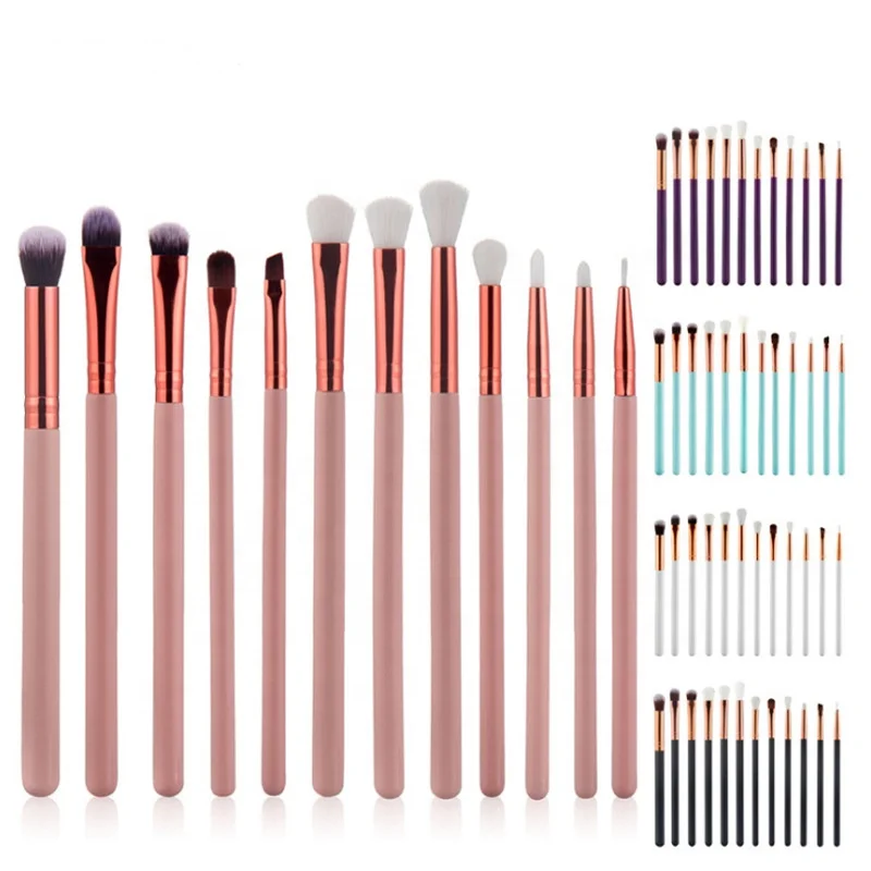 12 PCS Professional Pink Makeup Brush Set Face Eye Shadow Eyeliner Lip Brush With Zipper Pouch