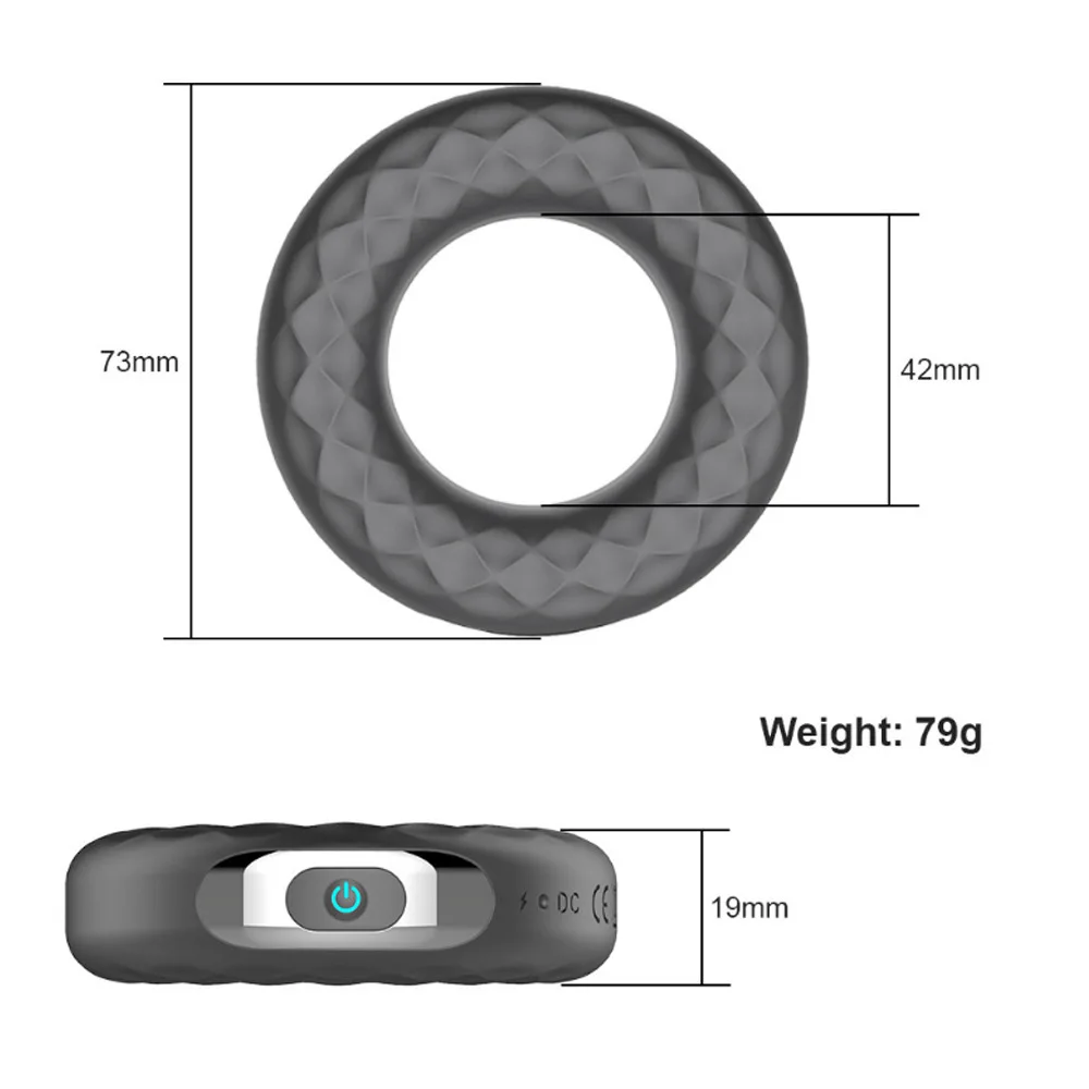 Anneau de précision de verrouillage de vibration Rechargeable d'éjaculation retardée masculine à 10 vitesses