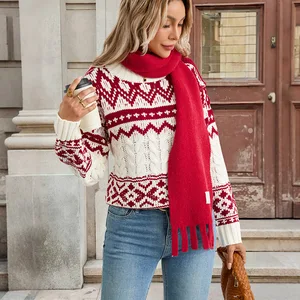 2025 New Women's Clothing Autumn-Winter Christmas Style Ethnic Retro Round-Neck Women's Sweater Leisure Women's Wear