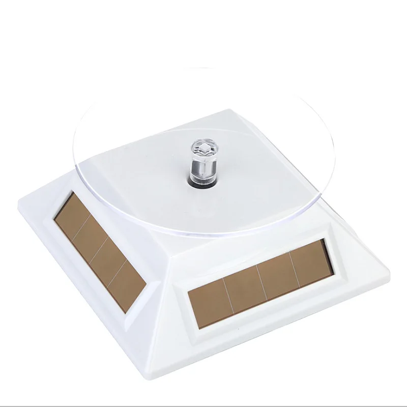 360 Degree Solar Rotating Display Stand Solar Panel Jewelry Showcase Acrylic Tray Product Display Stand