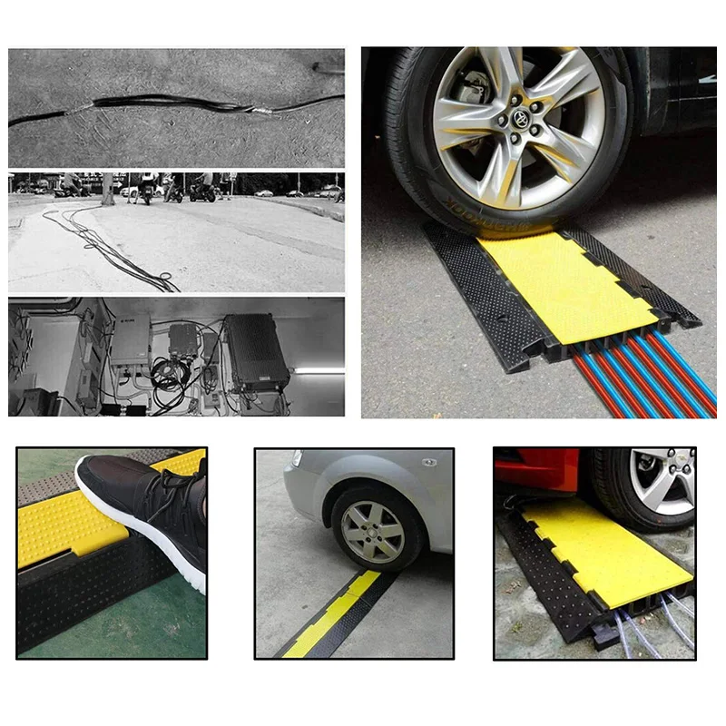Heavy-Duty 6-Channel Cable Protector Ramp High-Speed Traffic Management Tool with Safety Features Speed Bumps manufacture