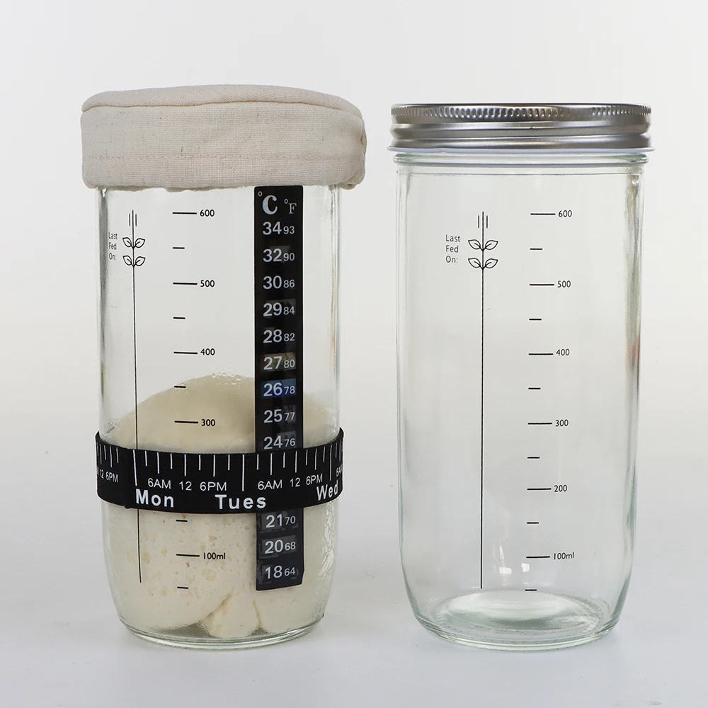 24oz Wide Mouth Sourdough Starter Container Sourdough Starter Jar Kit With Thermometer Cloth