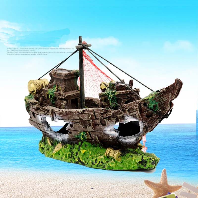 fish tank accessories pirate ship Shipwreck Decor, Extra Large Sunken Treasure Aquarium Landscaping, Old Pirates Ship Resin Crafted Youll love the way this piece accents the underwater world of your finned friends SLOCME Aquarium Pirate Ship Decorations