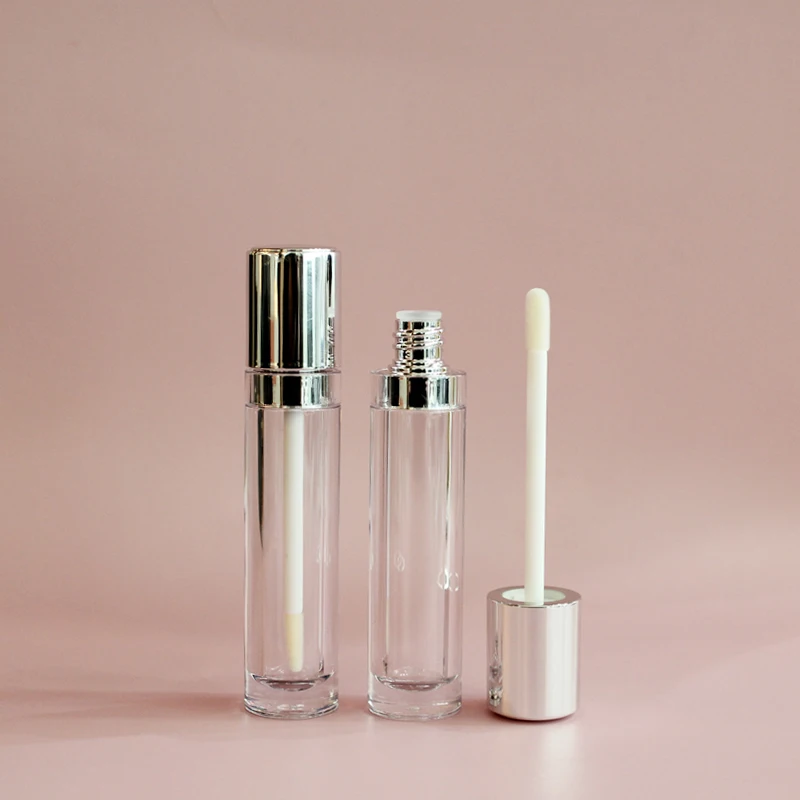 2021 new low moq empty round white wand purple lipgloss packaging gold lip gloss container tubes with brush