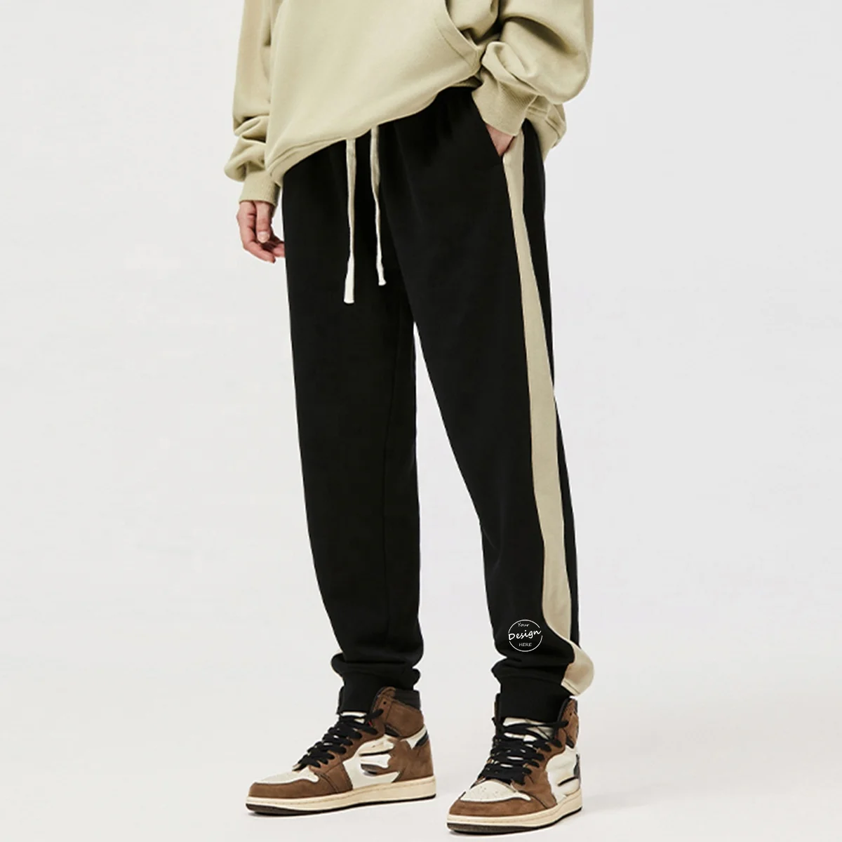 JL0901A Wholesale High Quality Fabrics Straight Men Joggers Casual Sweat Pants Puff Printing Sweatpants Thick Fleece Men