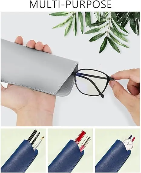 Wholesale 16.5*5.7cm  Pu Leather Eyeglass Sunglasses Bag Reading Soft Glasses Case Pouch supplier
