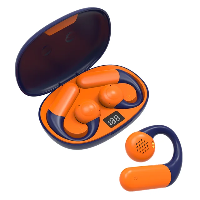 IPX4 Waterproof HIFI Stereo Bluetooth Earphones Open-Ear for Sport Wireless Earhook OWS Headphones with Display 48hrs Playtime