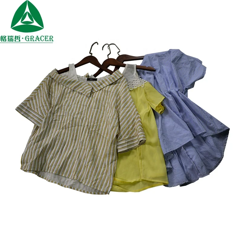 Ladies Summer Cotton Blouse Casual Wear Used Clothing from Hong Kong Market in Bales