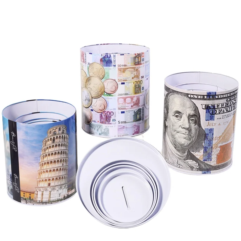 TOPSTHINK 5PC Sealing Piggy Bank Set unicorn Cute Tin Cans Coin Bank Money Box Saving for Kids