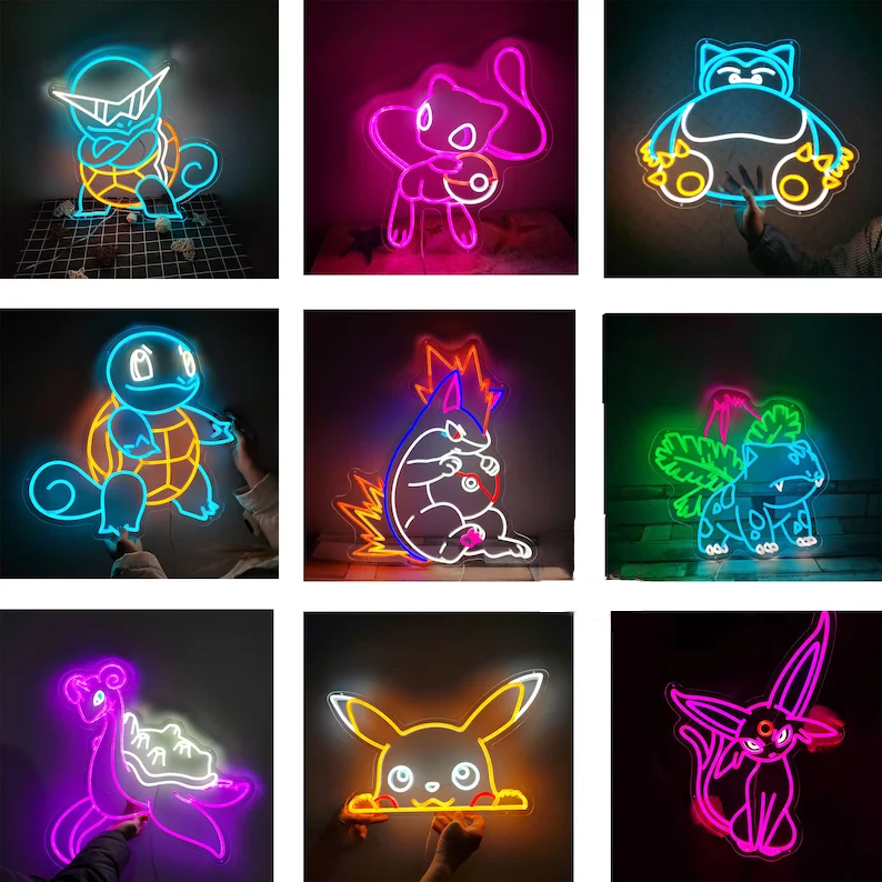 product neon sign led light custom decoration hand crafted wall hangings home decor decor pikachu  gengar squirtle bulbasaur charizard-1