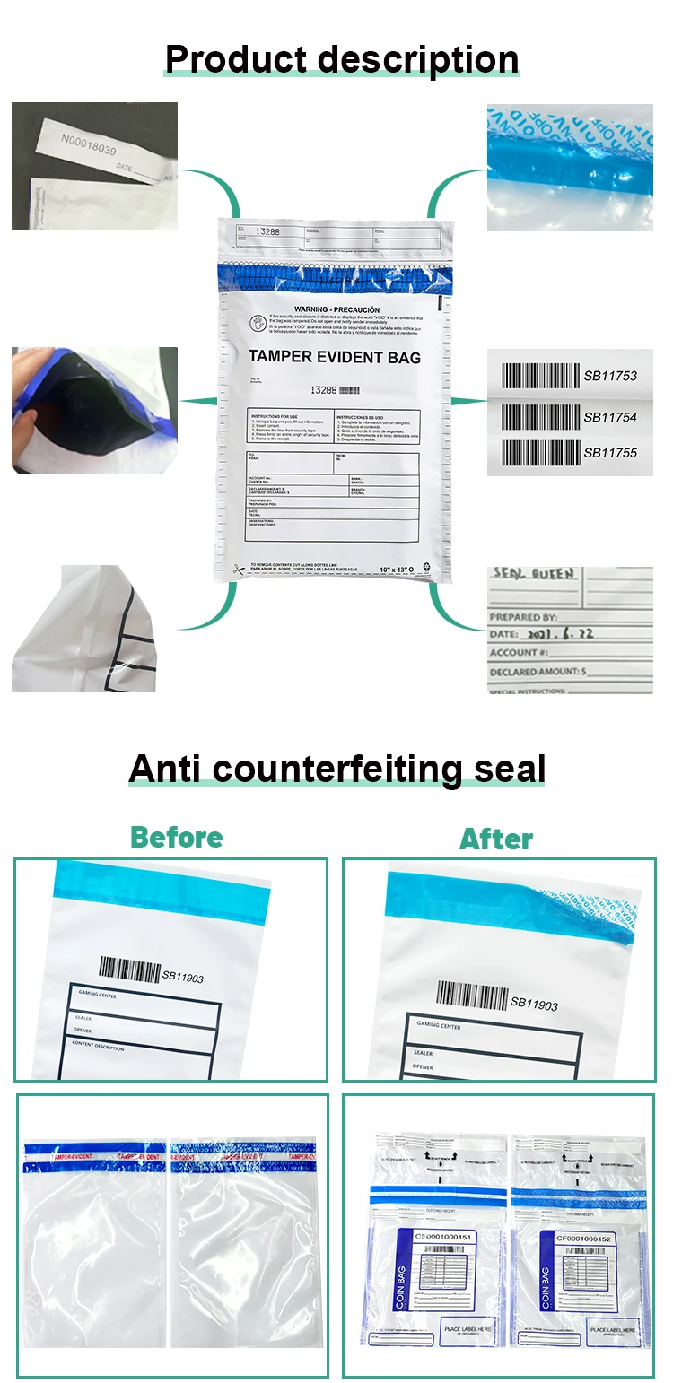 Self Adhesive Sealing Plastictransport Safety Bag Tamper Evident Bank ...