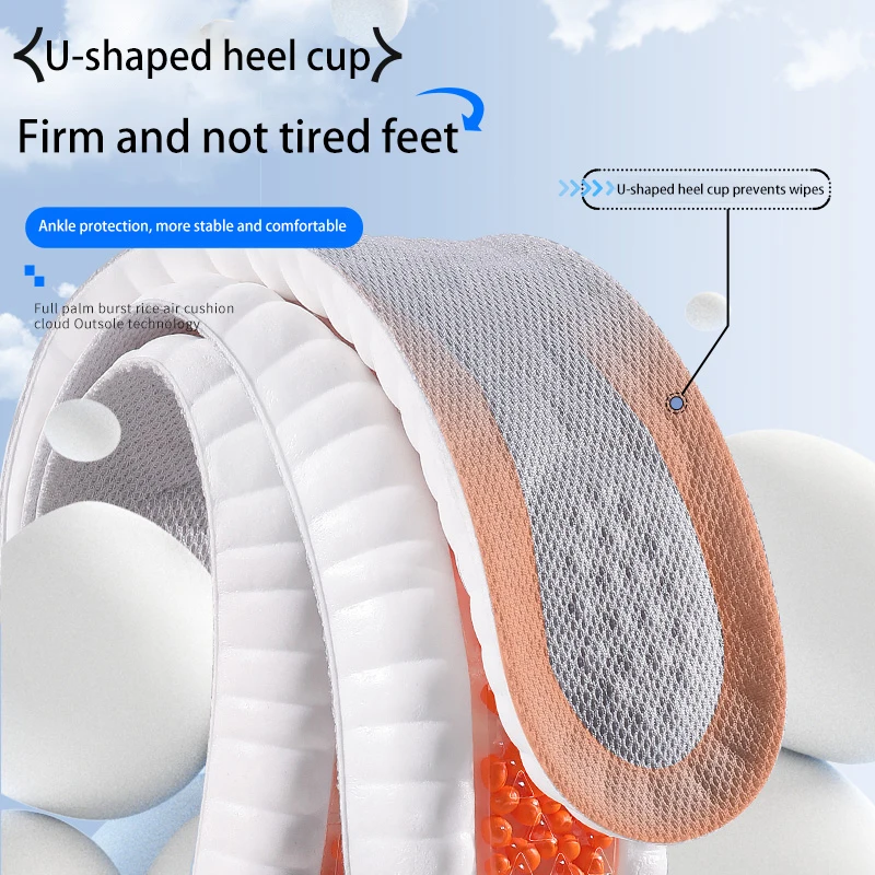 Full Palm Zoom air Cushion Sports Insole for Men Women with High Elastic Shock Sweat Absorption Odor Resistant Popcorn Inserts