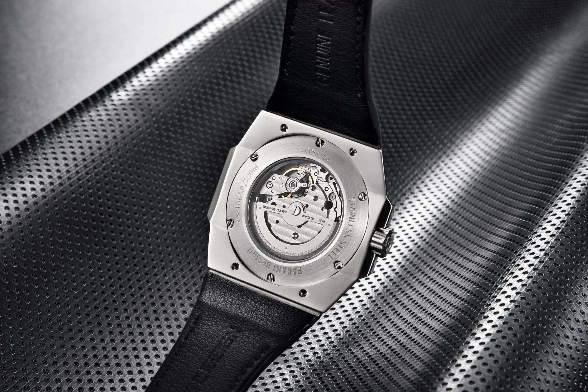 Pagani Design YS007 - Orologio automatico da uomo, movimento giapponese, in acciaio stianless, cinturino in pelle, impermeabile fino a 100 m, Oro nero, Cinturino