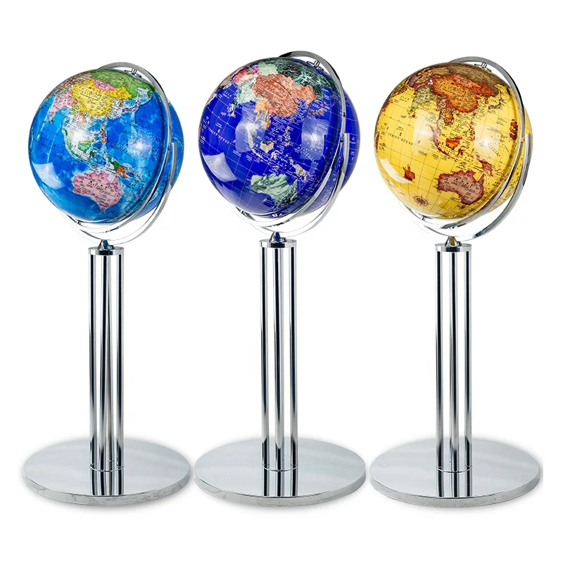 Seeball 100 cm four-column vertical bright chrome universal globe resin mover table globes