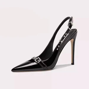 Lily Wei Twilight Elegant Black One-Strap High Heels High-End Women's Sandals with Sexy Style