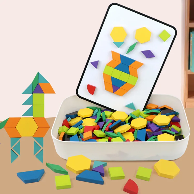 Wooden Magnetic Tangram Toy Kids Jigsaw Puzzle Learning Toys Montessori ...